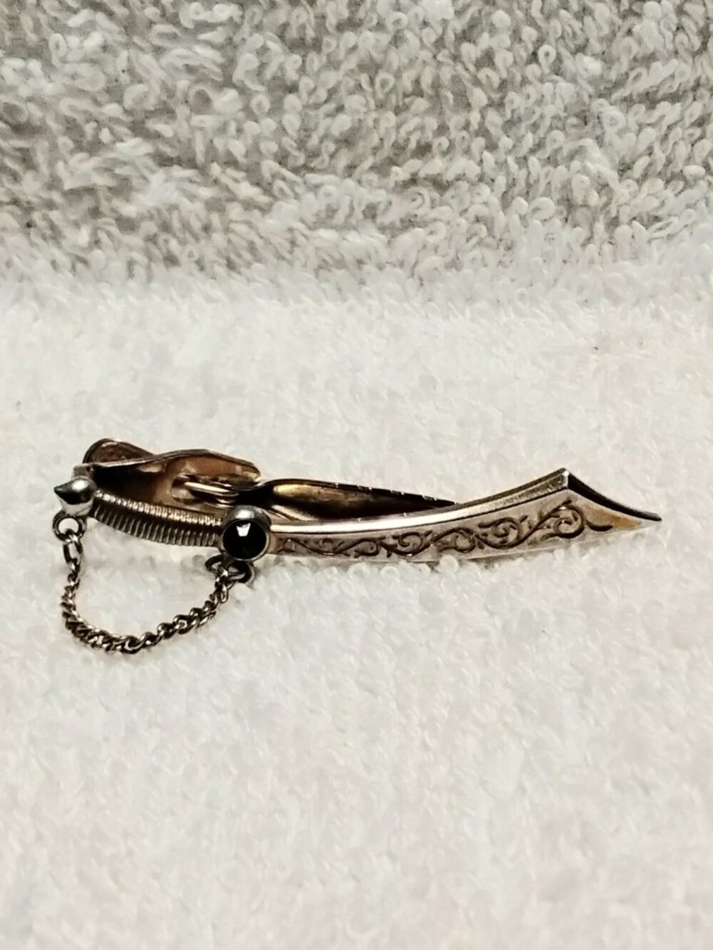 3/$25 Saber Sword Brass Tie Pin with Red Stone Quality Costume Jewelry!!
